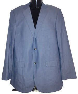 Alan Flusser Men’s Blue Classic Style Cotton Blazer Jacket Size 44L BG19